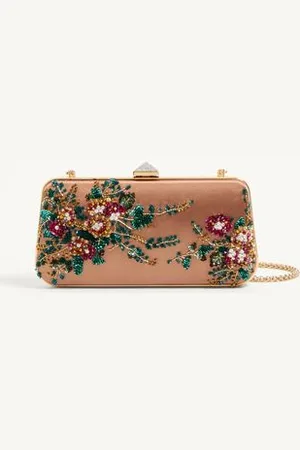 VALENTINO GARAVANI MINAUDIERE CARRY SECRETS IN RASO CON RICAMO FLOREALE Donna UNI