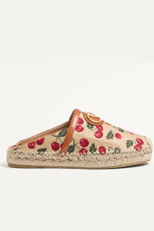 VALENTINO GARAVANI MULE VLOGO SIGNATURE IN RAFIA JACQUARD CON MOTIVO CHERRYFIC 25MM Donna 35