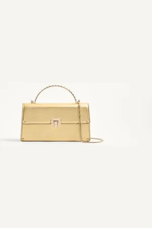 VALENTINO GARAVANI MINI BORSA A MANO ROCKSTUD IN VITELLO LAMINATO Donna UNI