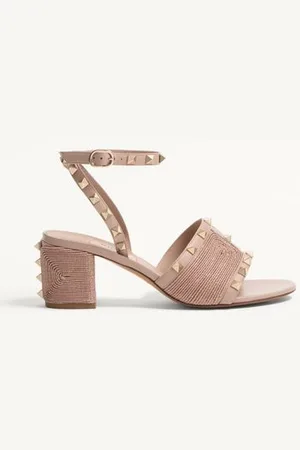 VALENTINO GARAVANI SANDALO ROCKSTUD IN VITELLO CON RICAMO CORNELY 60MM Donna 35