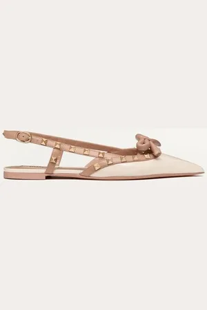 VALENTINO GARAVANI BALLERINA SLINGBACK ROCKSTUD BOW IN VERNICE Donna 35.5