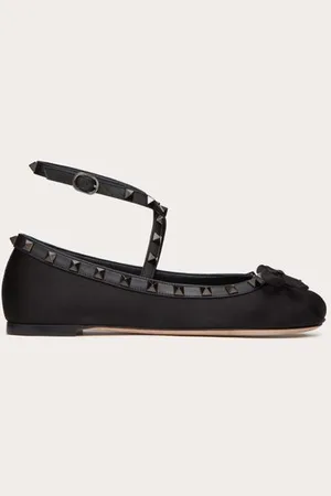 VALENTINO GARAVANI BALLERINA ROCKSTUD IN RASO E BORCHIE IN TONO Donna 34.5