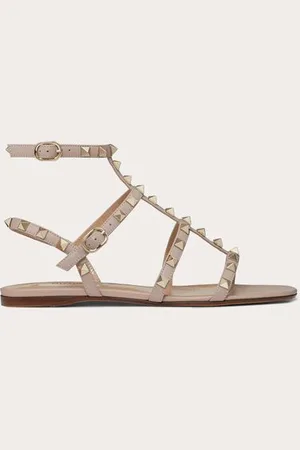 VALENTINO GARAVANI SANDALO BASSO ROCKSTUD IN VITELLO CON CINTURINI Donna 34.5