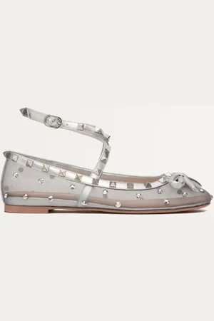 VALENTINO GARAVANI BALLERINA ROCKSTUD IN RETE CON CRISTALLI Donna 35.5