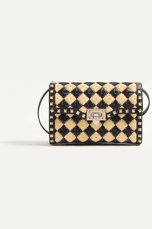 VALENTINO GARAVANI BORSA PICCOLA A TRACOLLA GARAVANI ROCKSTUD RICAMATA IN RAFIA Donna UNI