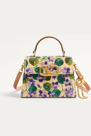 VALENTINO GARAVANI BORSA A MANO PICCOLA GARAVANI VSLING IN RAFIA RICAMATA Donna UNI