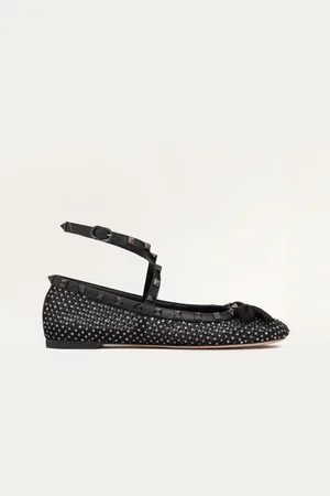 VALENTINO GARAVANI BALLERINA ROCKSTUD IN RETE CON CRISTALLI E BORCHIE IN TONO Donna 35.5