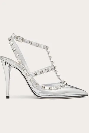 VALENTINO GARAVANI D??COLLET?? ROCKSTUD IN SPECCHIO CON CINTURINI E BORCHIE IN TONO 100MM Donna 35.5