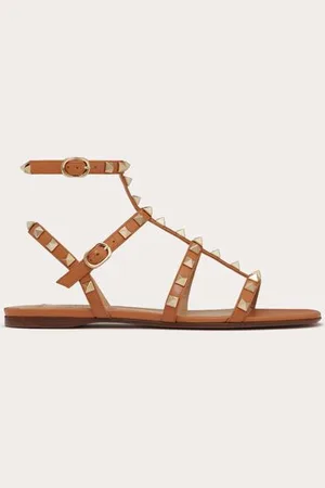 VALENTINO GARAVANI SANDALO BASSO ROCKSTUD IN VITELLO CON CINTURINI Donna 35.5