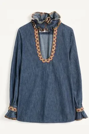 VALENTINO TOP IN CHAMBRAY RICAMATO Donna 36