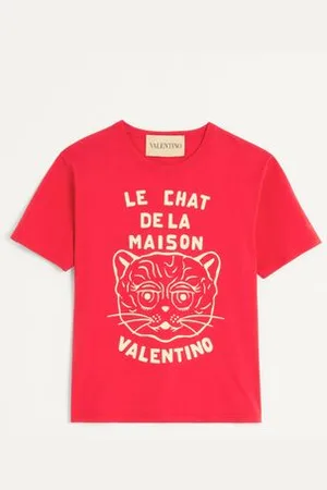 VALENTINO T-SHIRT IN COTONE CON STAMPA LE CHAT DE LA MAISON Uomo 3XL