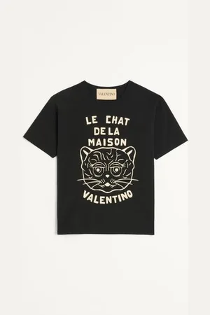 VALENTINO T-SHIRT IN COTONE CON STAMPA LE CHAT DE LA MAISON Uomo 3XL