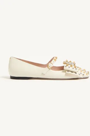 VALENTINO GARAVANI BALLERINA MARY-JANE BOWOW IN CAPRETTO CON BORCHIE Donna 35.5