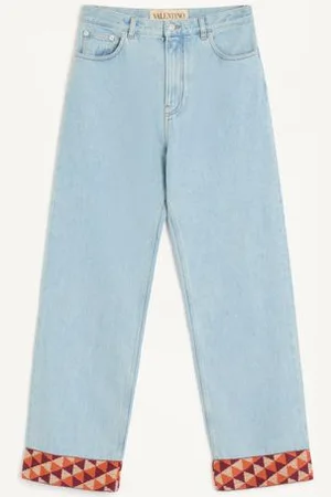 VALENTINO PANTALONE IN DENIM CON FONDO IN JACQUARD Uomo 28