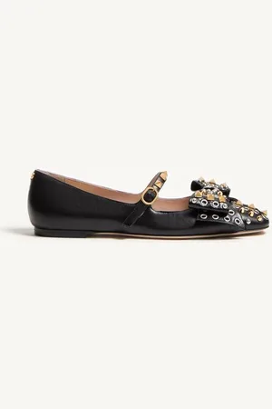 VALENTINO GARAVANI BALLERINA MARY-JANE BOWOW IN CAPRETTO CON BORCHIE Donna 35.5