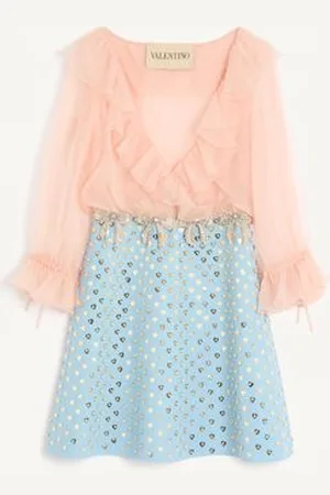 VALENTINO ABITO CORTO IN CREPE COUTURE RICAMATO Donna 36