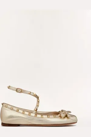 VALENTINO GARAVANI BALLERINA ROCKSTUD IN NAPPA LAMINATA Donna 34.5