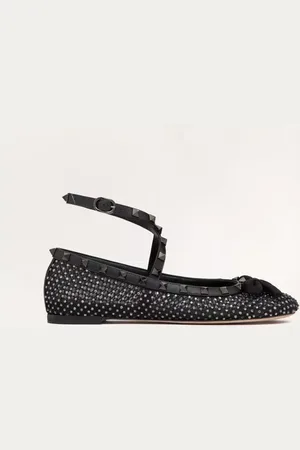 VALENTINO GARAVANI BALLERINA ROCKSTUD IN RETE CON CRISTALLI E BORCHIE IN TONO Donna 35.5