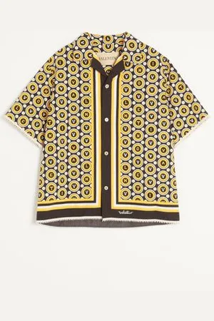 VALENTINO CAMICIA DA BOWLING IN POPELINE DI COTONE CON STAMPA BULLES ROYALES Uomo 44