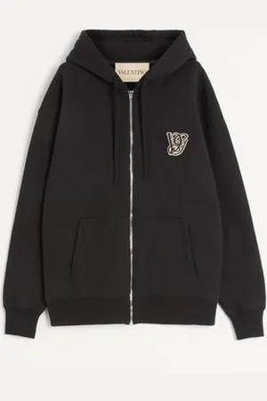 VALENTINO FELPA CON CAPPUCCIO IN COTONE CON PATCH VG Uomo L
