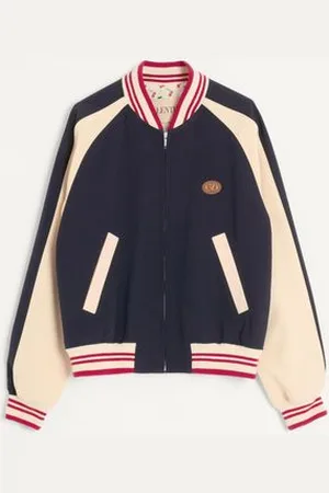 VALENTINO BOMBER IN LANA E COTONE CON VLOGO E LE CHAT DE LA MAISON PATCH Uomo 44