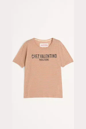 VALENTINO T-SHIRT IN COTONE A RIGHE CON STAMPA CHEZ Uomo L