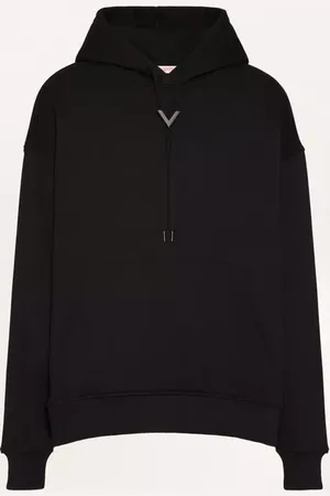 VALENTINO FELPA IN COTONE CON CAPPUCCIO E V DETAIL METALLICA Uomo 3XL