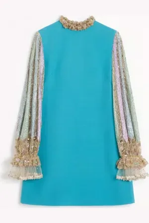 VALENTINO ABITO CORTO IN CREPE COUTURE RICAMATO Donna 36
