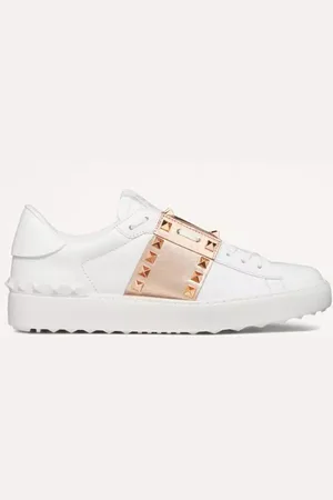 VALENTINO GARAVANI SNEAKER ROCKSTUD UNTITLED IN VITELLO CON BANDA METALLIZZATA Donna 34.5