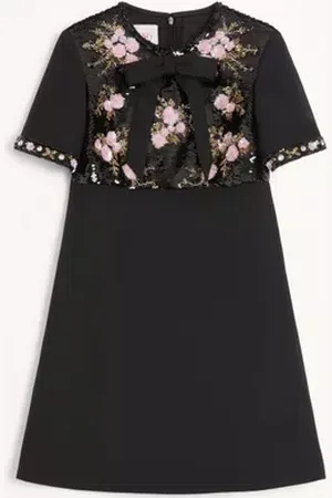 VALENTINO ABITO CORTO IN CREPE COUTURE RICAMATO Donna 36