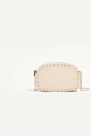 VALENTINO GARAVANI MINI BORSA A TRACOLLA ROCKSTUD IN VITELLO GRANATO Donna UNI