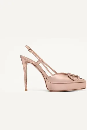 VALENTINO GARAVANI D??COLLET?? SLINGBACK CON PLATEAU VLOGO SIGNATURE IN VITELLO E KARUNG METALLIZZATO 120MM Donna 36