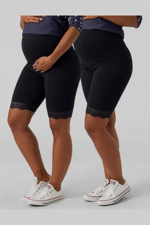 Mama;licious Shorts Slim Fit Vita Alta Orli Con Pizzo