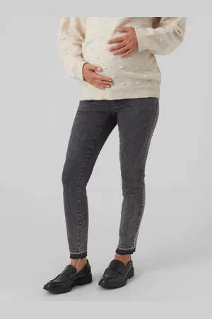 Mama;licious Jeans Slim Fit Vita Media Orlo A Taglio Vivo