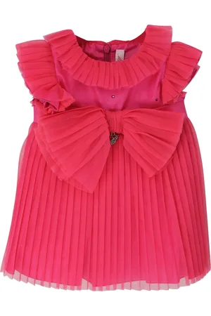 MISS BLUMARINE Abito plissettato baby girl ciclamino con maxi fiocco