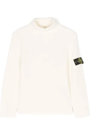Stone Island Stone Island maglia dolcevita bianca bambino in lana vergine