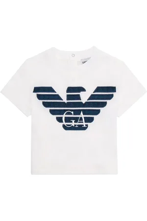 Emporio Armani T-shirt bianca neonato in jersey di cotone