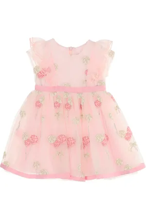 MONNALISA Abito baby ricamo all-over in tulle