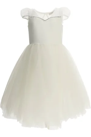 MONNALISA Abito cuore bambina in crepe panna