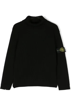 Stone Island Stone Island maglia dolcevita nera bambino in lana vergine