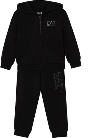 EA7 Tuta nera bambino in cotone