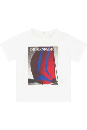 Emporio Armani T-shirt baby boy bianca in jersey di cotone