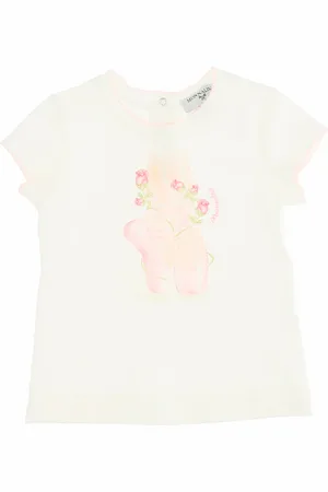 MONNALISA Baby girl t-shirt panna in jersey di cotone