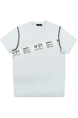 Nº21 T-shirt bambino bianca in jersey di cotone