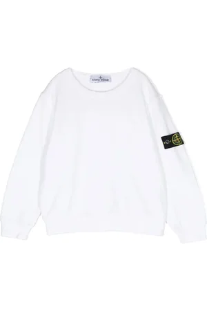 Stone Island Stone Island felpa bianca bambino in cotone