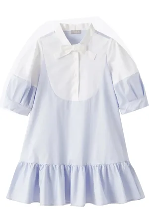 Il gufo Vestito azzurro bambina in cotone