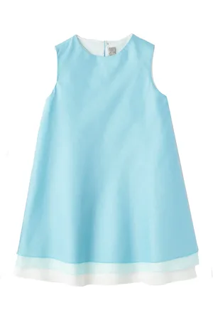 Il gufo Vestito celeste bambina in cotone