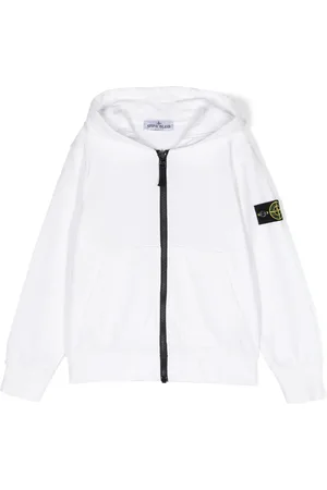 Stone Island Stone Island felpa bianca bambino in cotone