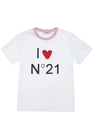 Nº21 N° 21 t-shirt bianca ragazza in jersey di cotone
