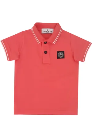 Stone Island Stone Island polo arancione ragazzo in piquet di cotone